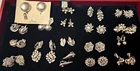 Vintage Trifari Silver Tone Rhinestone & Faux Pearl Earring Signed Lot - 18 pcs