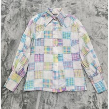 Vintage Allen Brand Top Womens S Multicolor Cotton Patchwork Western Hippie Boho