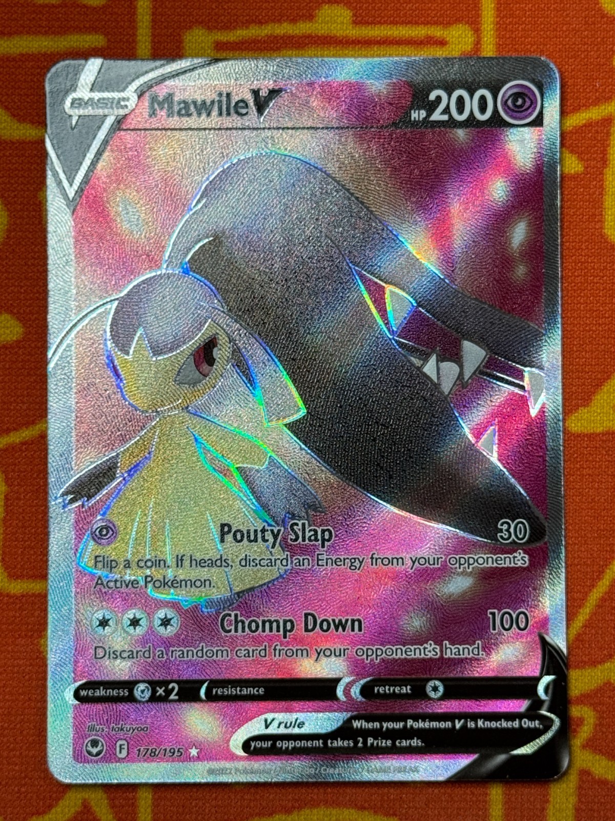 POKEMON TCG MAWILE V 178/195 FULL ART NEAR MINT SILVER TEMPEST