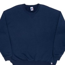 VINTAGE RUSSELL ATHLETIC BLANK NAVY BLUE SWEATSHIRT 1990S 2XL MADE IN USA