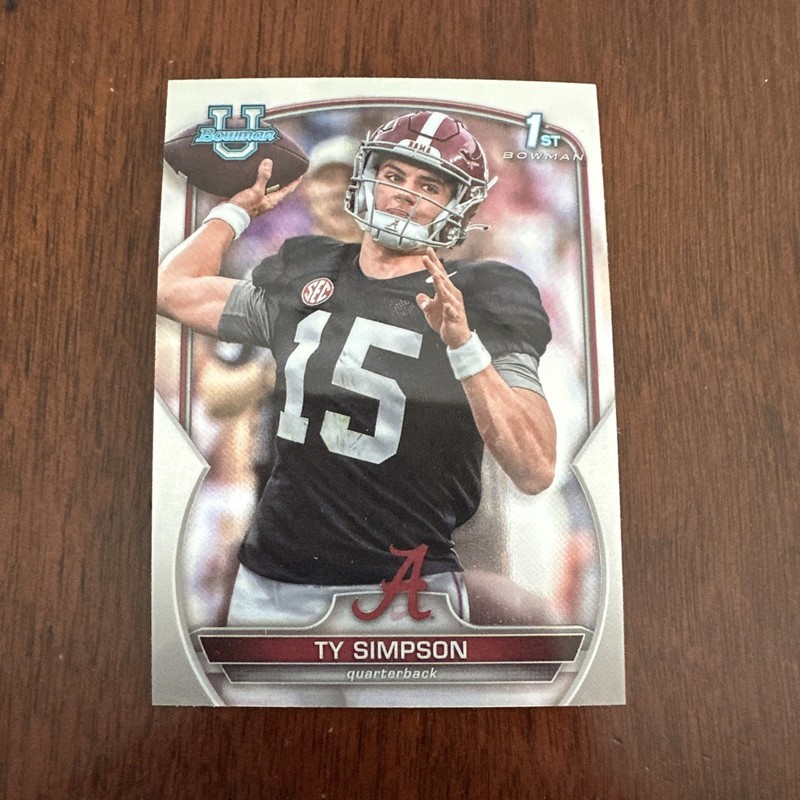 Ty Simpson 2022 Bowman U Football 1st Bowman # 80 Alabama