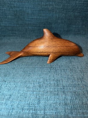 Carved Wood Dolphin Figure Sculpture Marine  Ocean Life  8 1/2 
