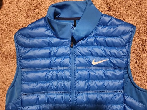 Nike Golf Men’s Aeroloft Puffer Quilted Vest Full Zip Blue XL Fleece Lined - Picture 3 of 10