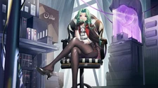 Anime black stockings swivel chair test tube mirror Play Gaming Mat Desk Game