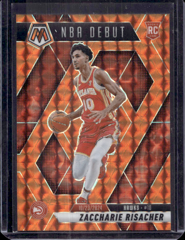 2024-25 Mosaic NBA Debut Zaccharie Risacher #269 Orange Mosaic Prizm #/249 (RC)