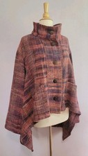 Yasuko Kurisaka Japan Pink Purple Handwoven Button Up Cotton Jacket Womens OS