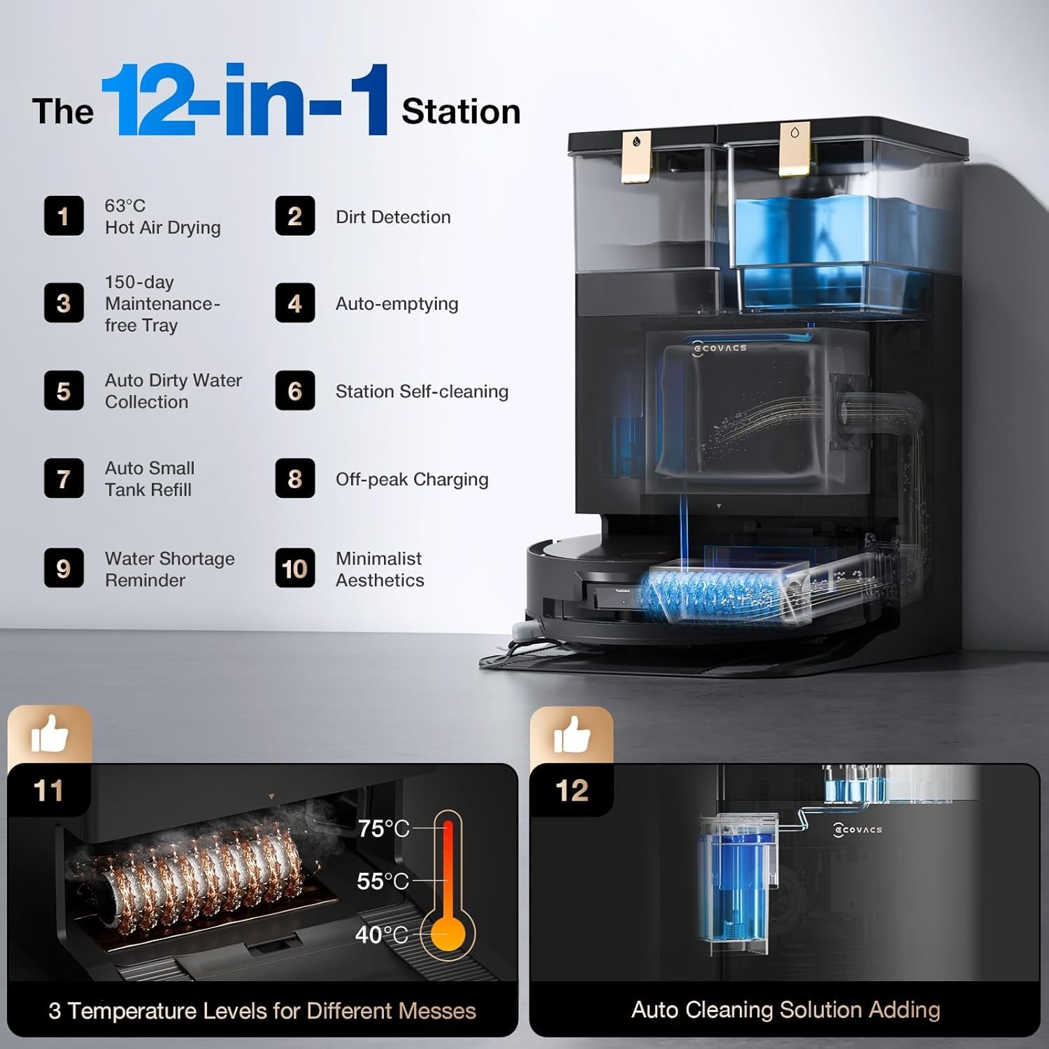 Ecovacs DEEBOT X11 OmniCyclone Robot Vacuum and Mop, PowerBoost Charging, OZMO R 2