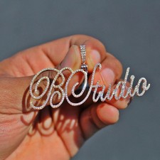 Customized Letter Name 1.50CT Natural Moissanite Men's 2 Tone Pendant 925 Silver