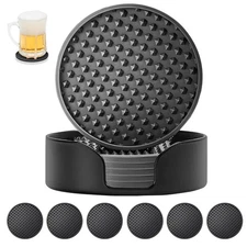 Silicone Coasters Set of 6 with Holder, Coasters for Drinks,Beer,Coffee, Suit...