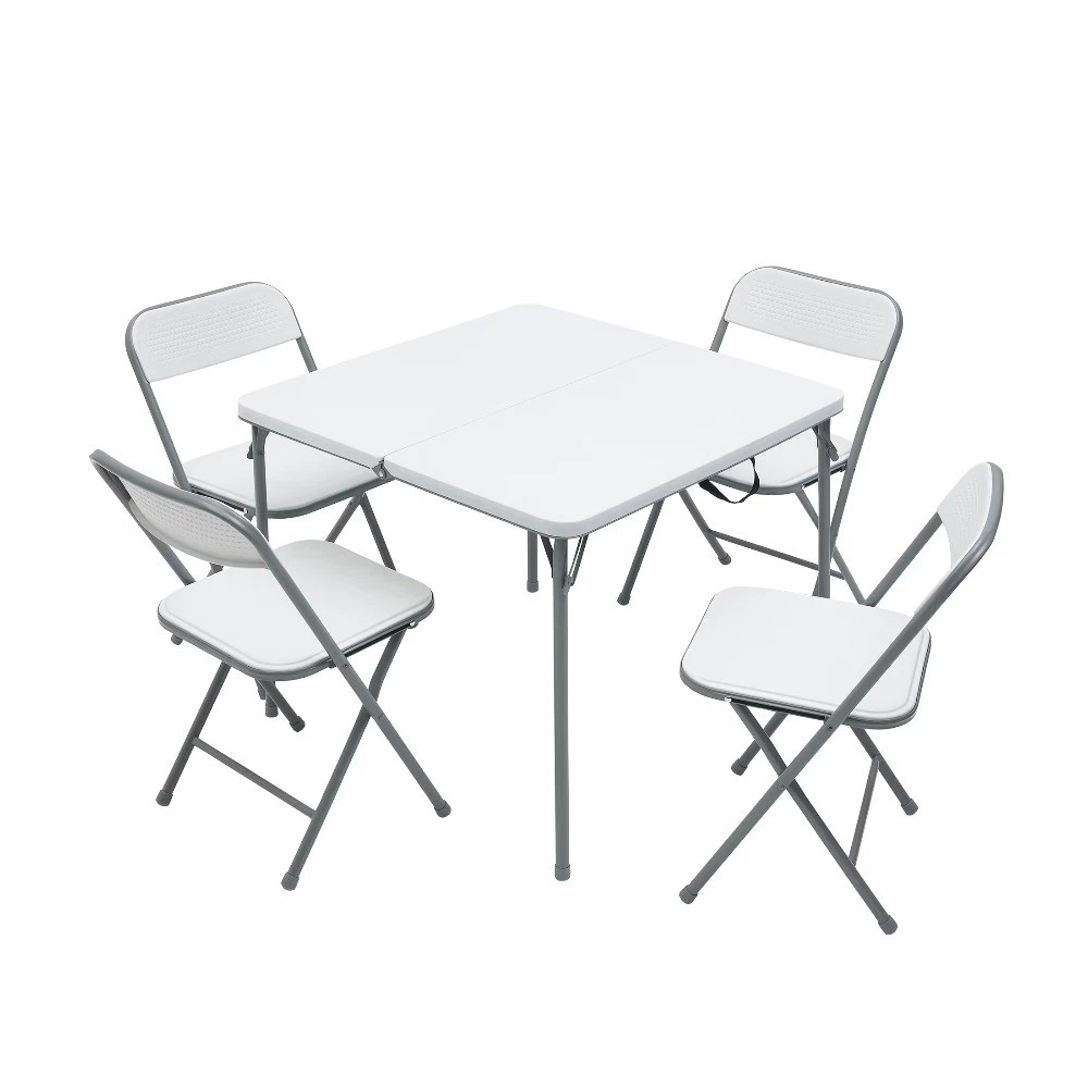 34 Square Centerfold Folding Card Table with 4 Folding Chairs Set, White - thumbnail 3