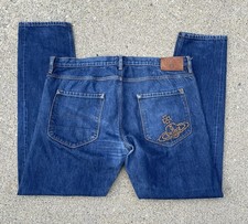 Vivienne Westwood Anglomania Selvedge Cotton Denim Jeans Slim Fit Orb Logo 36x32