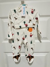 Carter's Just One You Baby Size 3 Month Christmas Trees  Santa Footed Sleeper