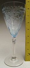 Fostoria June 8 &frac14;&rdquo; Tall Water Goblet Azure Blue Bowl with Crystal foot 1928-1952