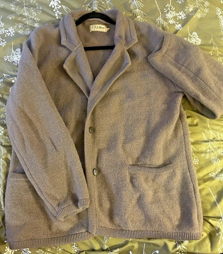 Vintage 80s L.L. Bean Men’s M 100% Wool Sweater Blazer Jacket Cardigan Grandpa
