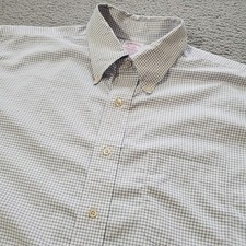 Brooks Brothers Shirt Mens 17 33 White Blue Madison Fit Supima Non Iron Stretch