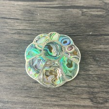 925 Sterling Silver Paua Shell Flower Pendant, 4.8cm, 17.1g #234