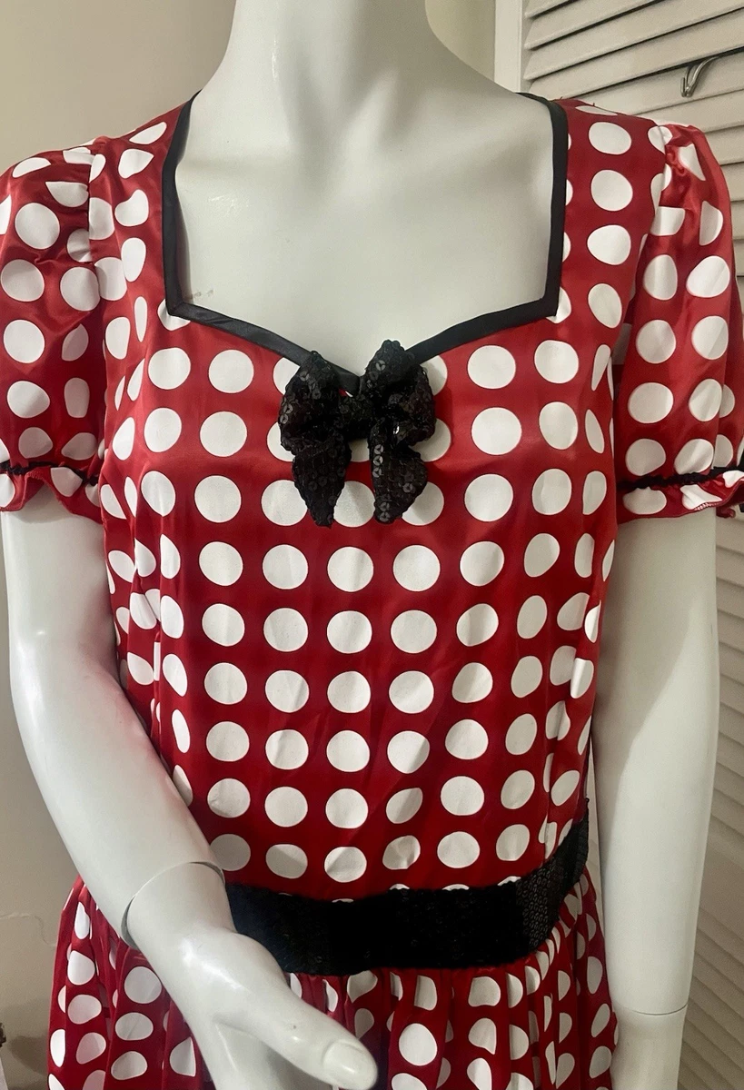 Disney Minnie Mouse Fancy Dress Costume Red Polka Dot A-Line Dress Size 16/18