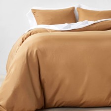 3pc Full/Queen Lyocell Cotton Blend Duvet Sham Set Warm Brown -