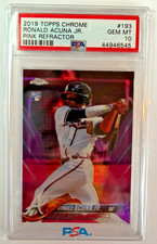 2018 TOPPS CHROME PINK REFRACTOR #193 RONALD ACUNA JR. ROOKIE RC PSA 10