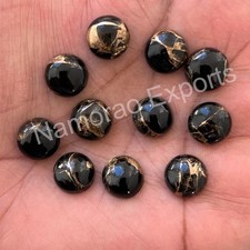 Natural Black Copper Turquoise Round 10x10 mm to 20x20 mm Cabochon Gemstone