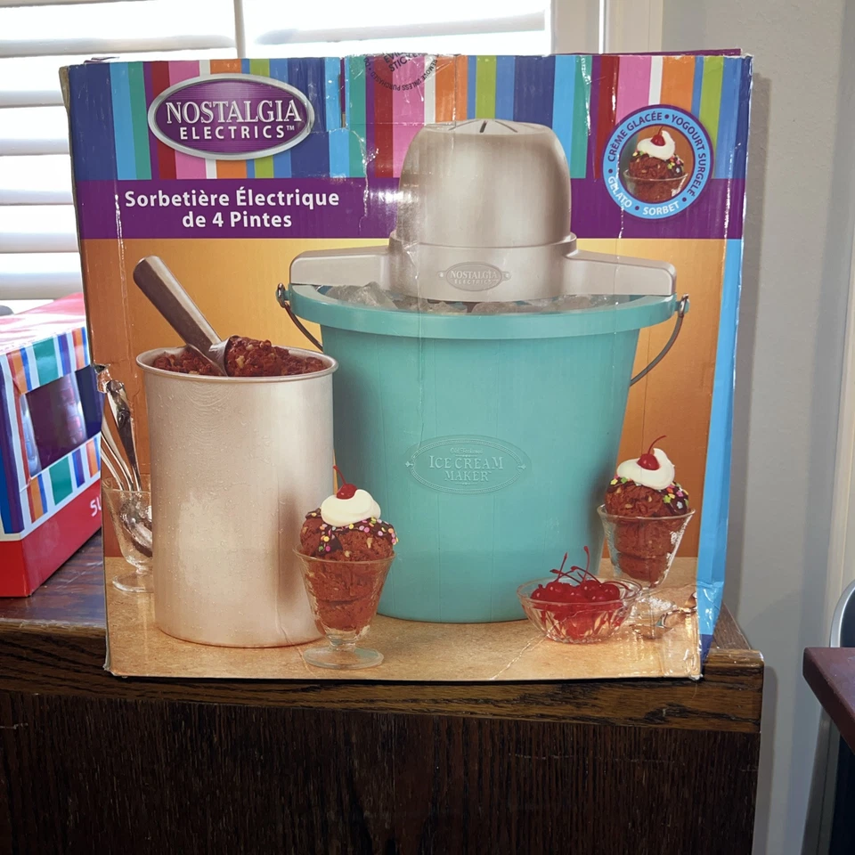 NOSTAIGIA ELECTRONICS 4 QT HELADERA ELÉCTRICA NUEVA NUNCA USADA ABIERTA Be Foto 3 de 4