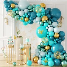 Teal Turquoise Balloon Arch Garland Kit Blue Green Gold Balloons