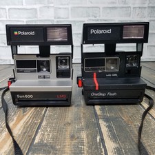 LOT of 2 Vintage Polaroid Sun600 Sun LMS  OneStep Flash Instant Camera UNTESTED