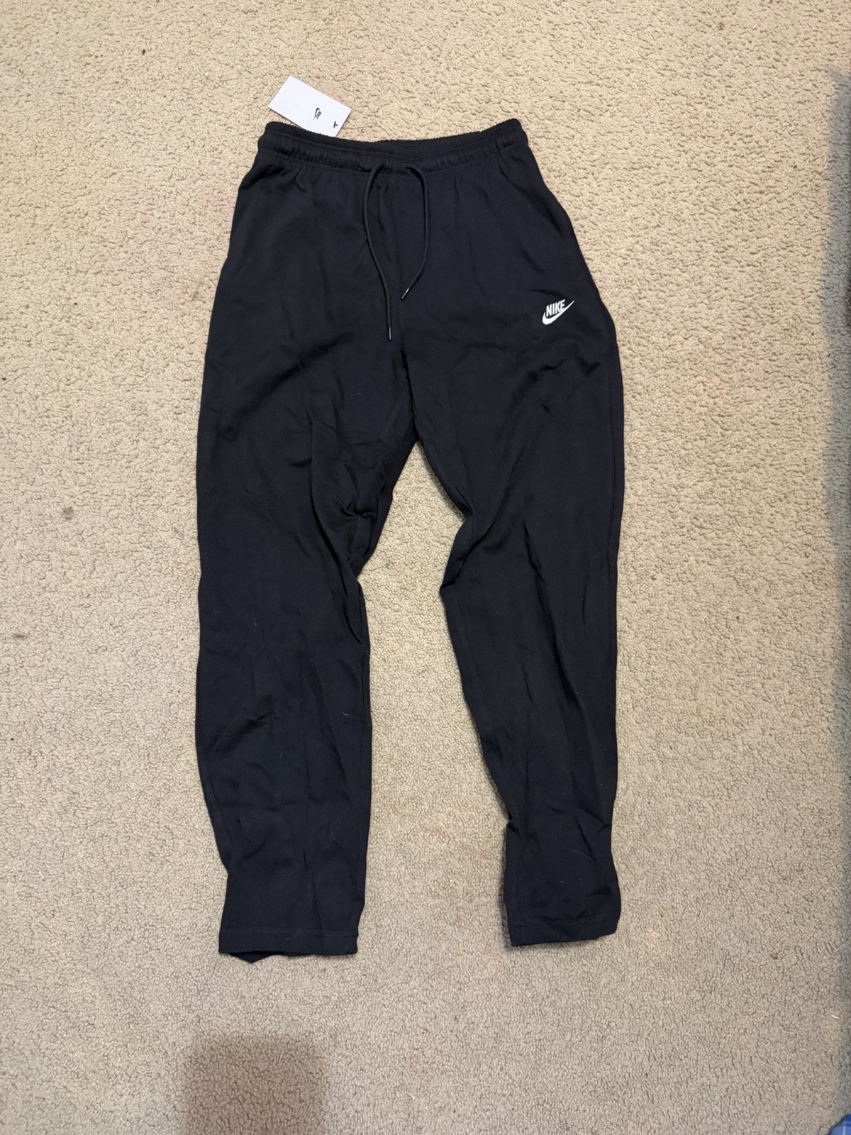 Men’s Nike Black Sportswear Club Knit Open-Hem Pants Size Small FQ4332-010