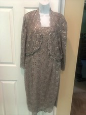 Alex Evenings Sz 18 Cocktail Dress Sequin Lace Bodice /Jacket. Mother Bride