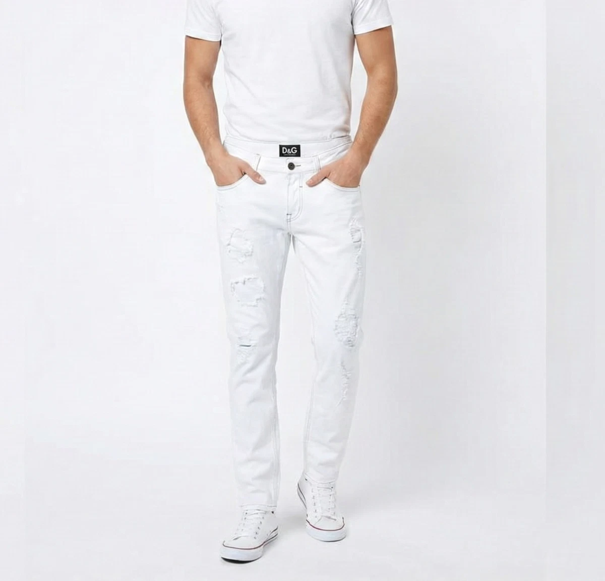 パンツ d&g dolce&gabbana white denim pants Dolce&Gabbana White