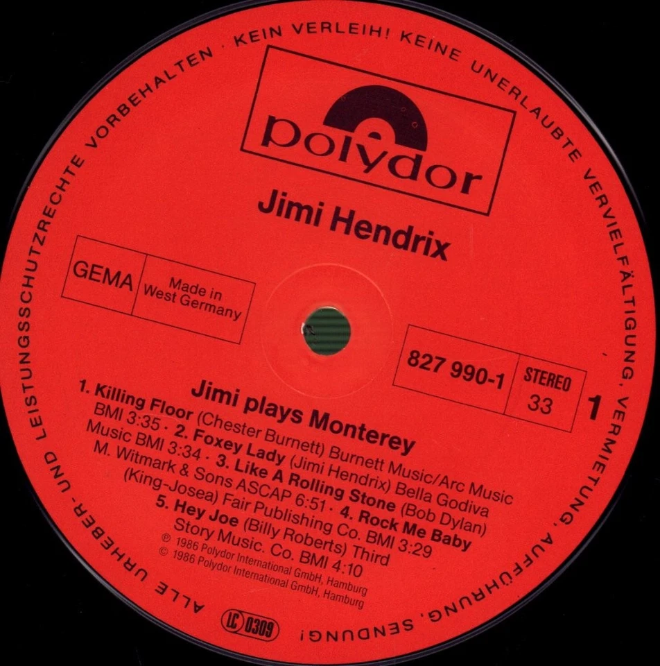 Jimi Hendrix Jimi Plays Monterey LP vinyl Germany Polydor 1986 8279901 - Image 3 of 4