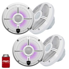 Wet Sounds Two Pairs RECON 6 XW-W RGB LED Recon 6.5" Speakers White XW Grilles