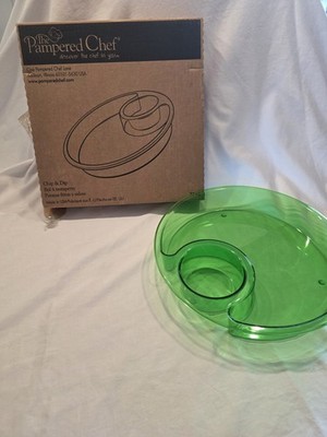 Pampered Chef Chip & Dip Green Acrylic Serving Party Bowl #2793 Fruit Veggie-
