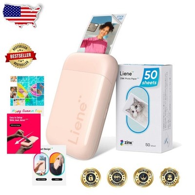 Pink Mini Photo Printer Zink 2x3'' Portable Bluetooth 5.2 iOS Android