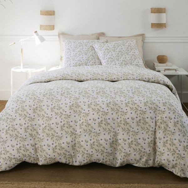 Parure de lit 240x260 cm en gaze de coton lavé blanc Lucile
