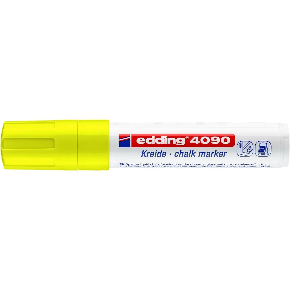 [4-4090065] edding Marqueur Craie Liquide 4090 Jaune fluorescent Pointe Bisea... - Photo 2/4