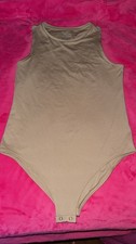 Time and Tru Women's Sleeveless Stretch Snap Bodysuit, Beige, Size L