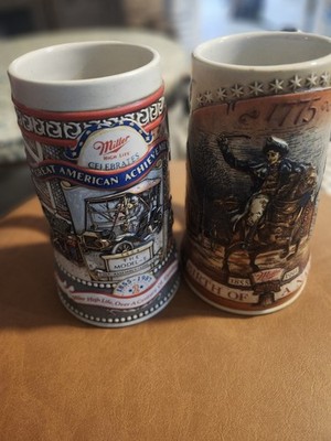 2 Miller High Life Beer Stein Mug Great American Achievements Model T 1908 1775