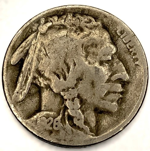 1926 S Buffalo Nickel 5 Cents VG Very Good Early Date U.S. Coin Lot # - ST738