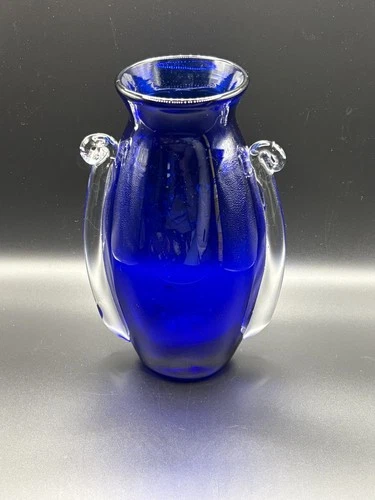 Blenko Handmade Blue Cobalt Glass  Millenium Vase/ Numbered