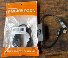 PNGKNYOCN USB Cable with On/Off Switch, 2 Pack 1FT 90 Degree Left & Right Angle