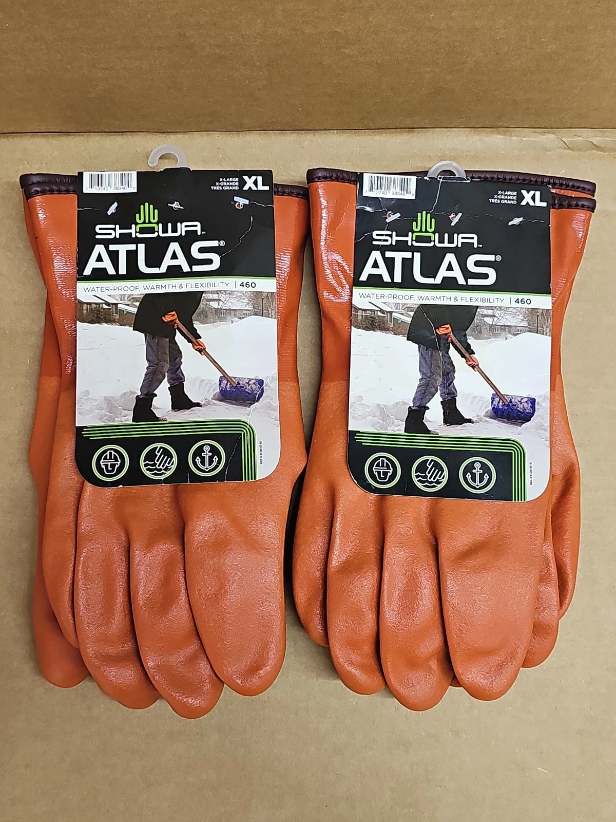 2 Pair Showa Atlas Waterproof Insulated PVC Cold Weather Chemical Gloves X-Large