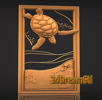 turtle STL Model, CNC Router, Engraver, Artcam, Aspire, Wood Art
