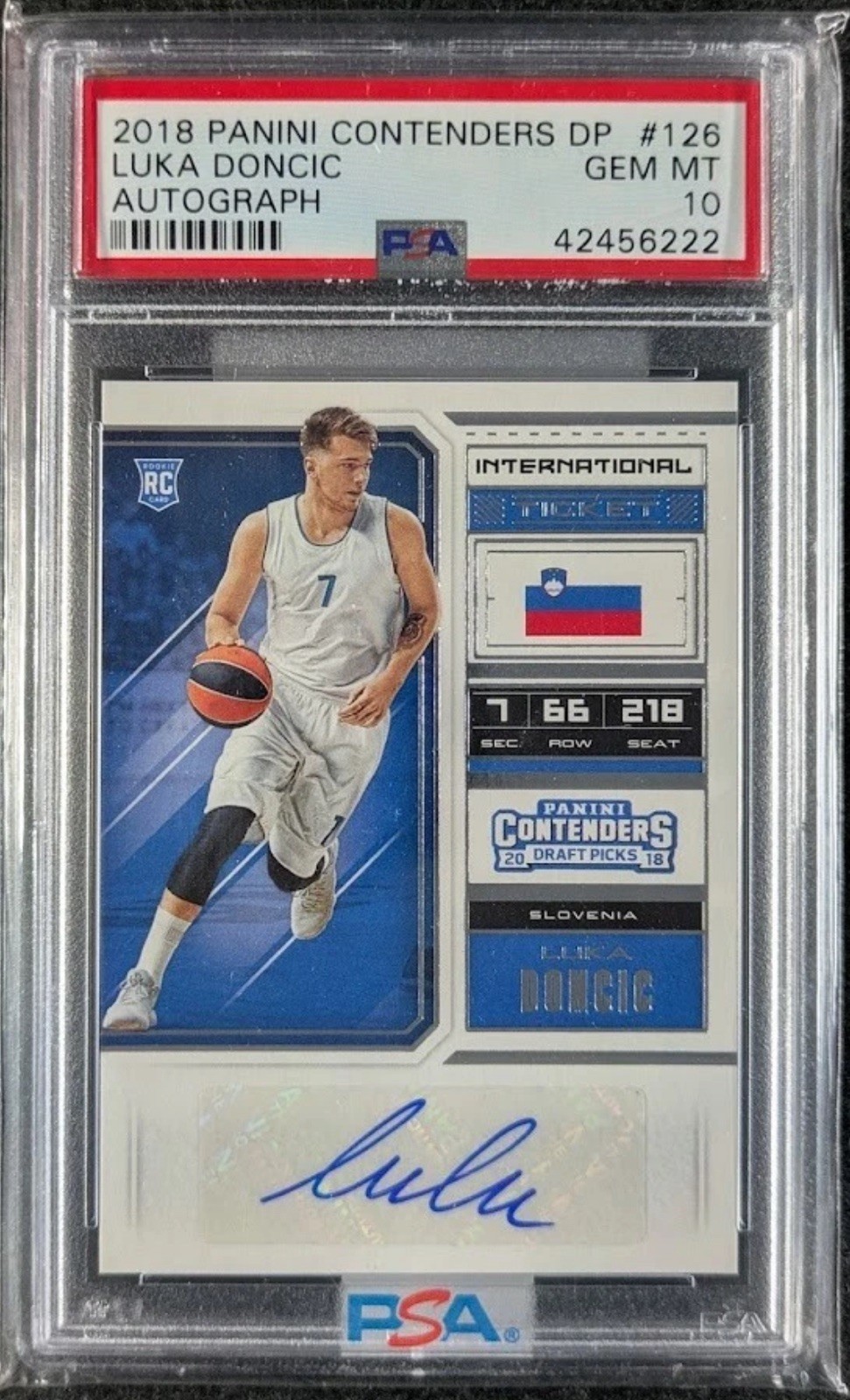 2018 Panini Contenders Draft Picks LUKA DONCIC Rookie Auto #126 PSA 10 RC