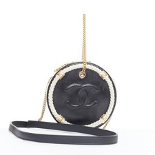 Chanel Leather Crossbody Bag Women Black One Size