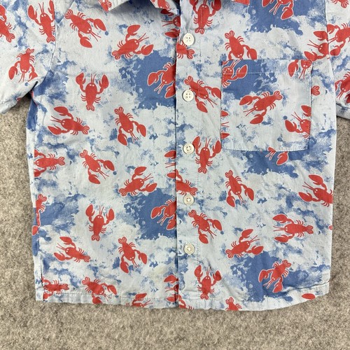 Buzz Cuts Button Up Shirt Boys Size 5 Blue Red Lobster Allover Print SS Pocket* - Picture 4 of 12