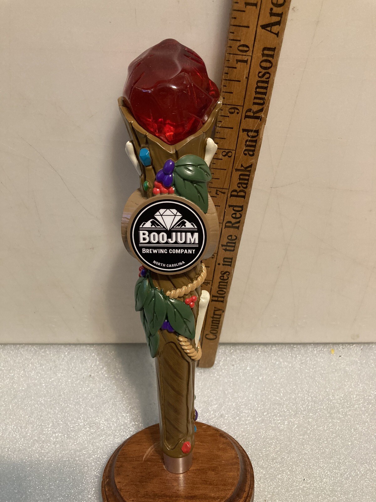 BOOJUM BREWING LAND OF THE LOST RED CRYSTAL draft beer tap handle NORTH CAROLINA