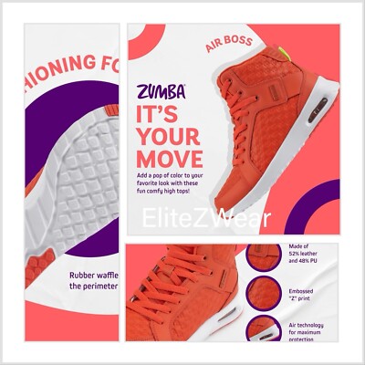 ZUMBA STREET AIR BOSS High Top Shoes Trainers Sneakers Dance -Zumba's Top  Line!