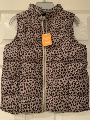 leopard print puffer vest