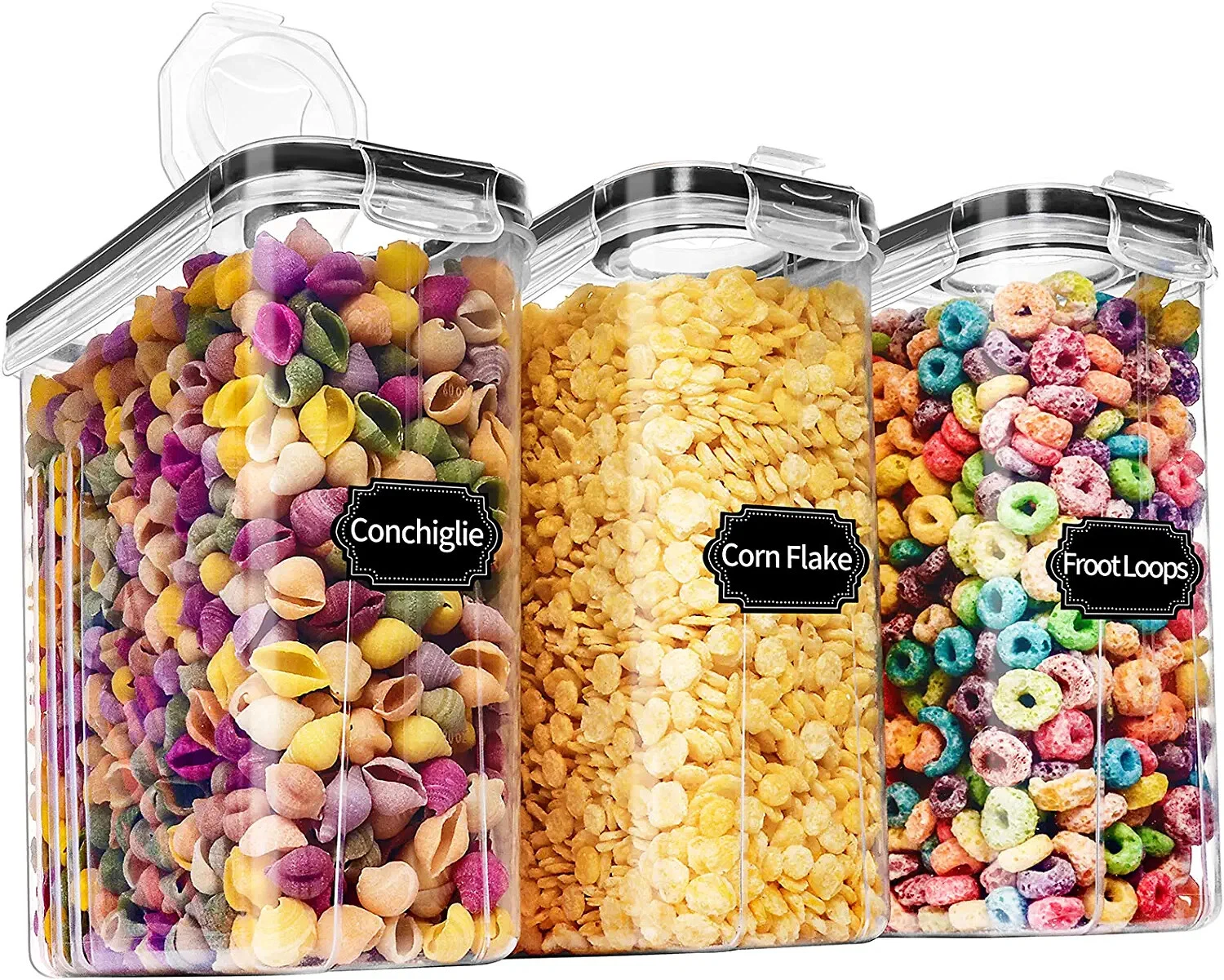 Airtight Food Cereal Storage Containers with Lids 2.5L Set of 3 Kitchen Pantry